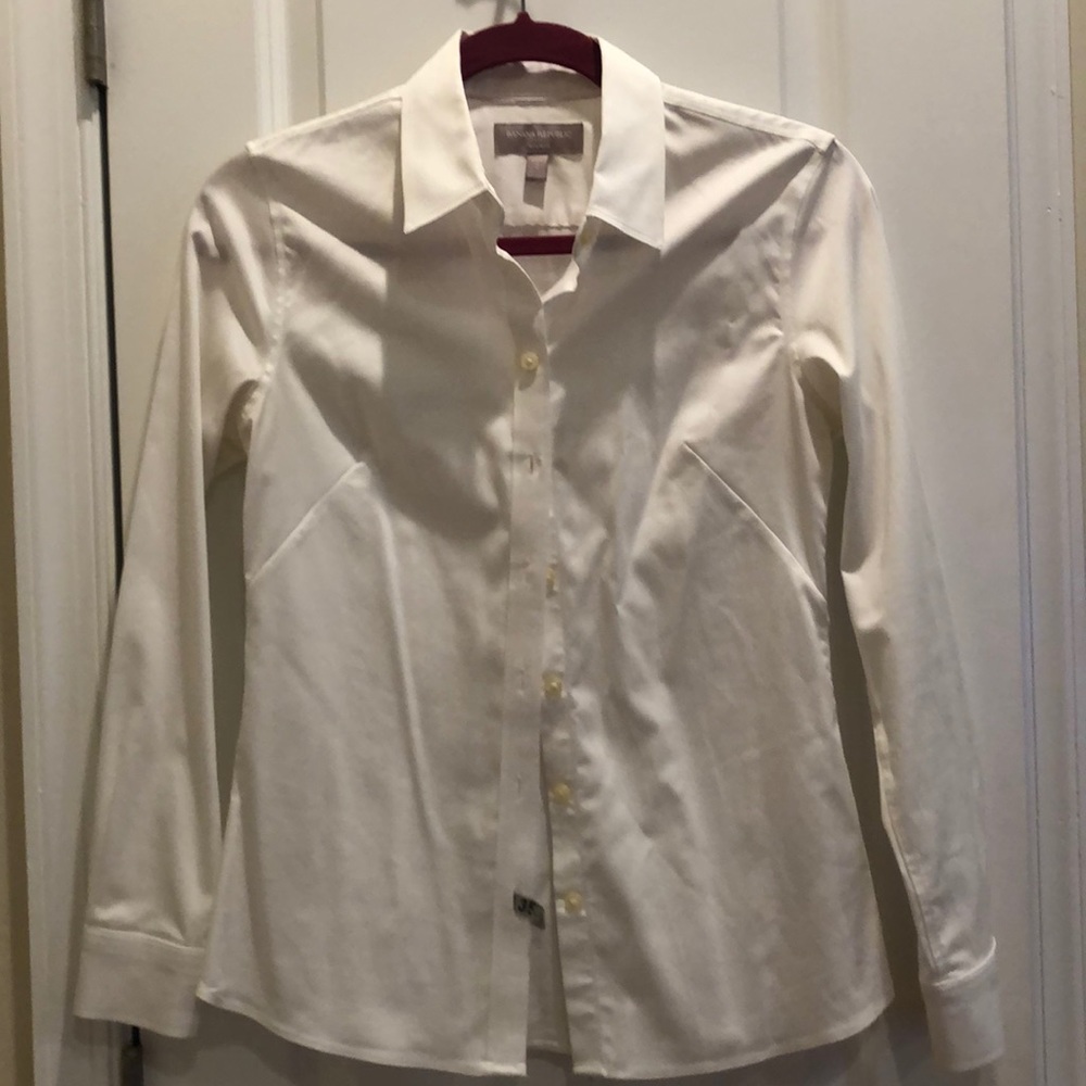 Banana Republic 2P Non Iron White Button Down